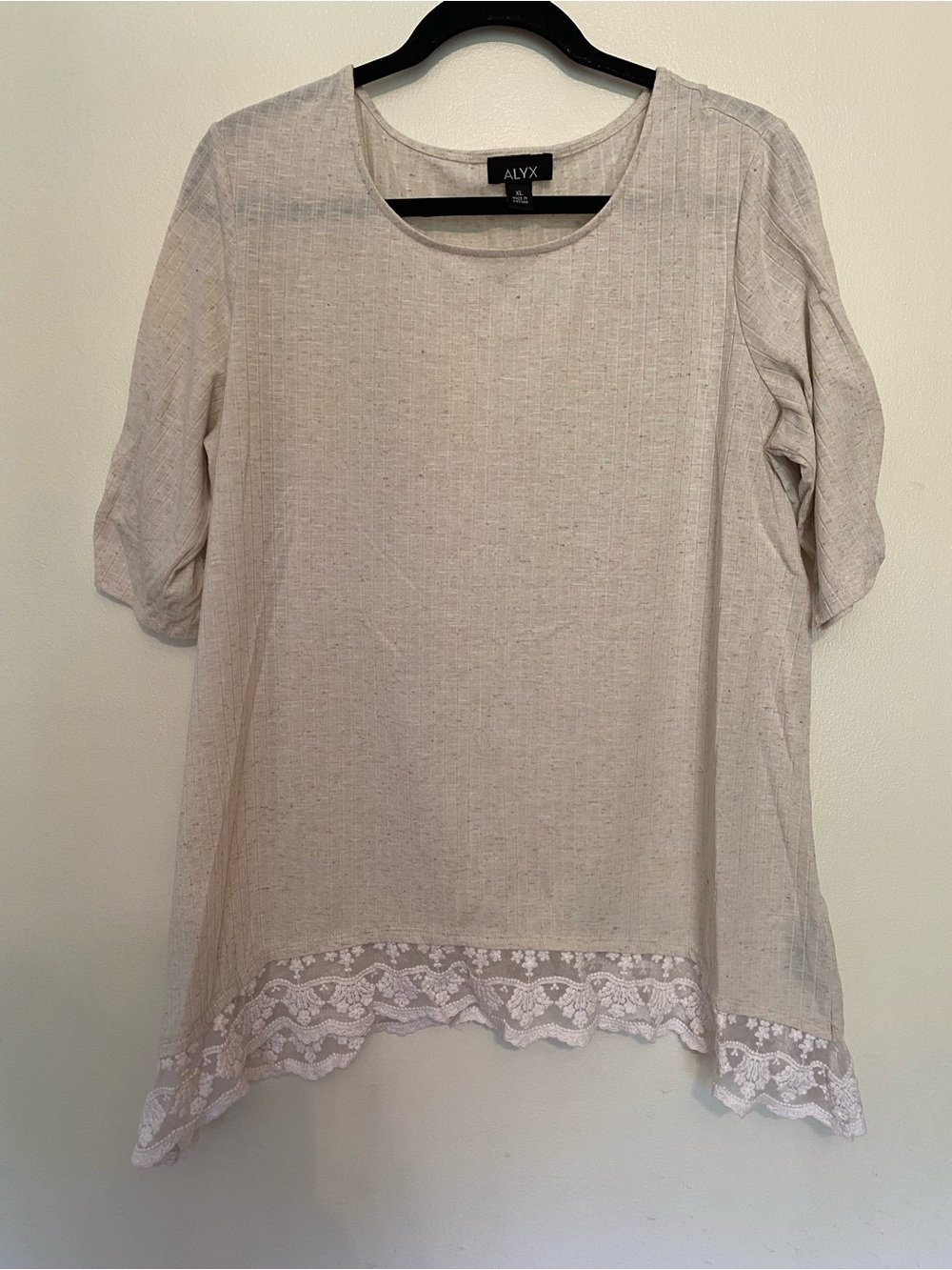 ALYX Cream Lace-Hem Short Sleeve Tunic